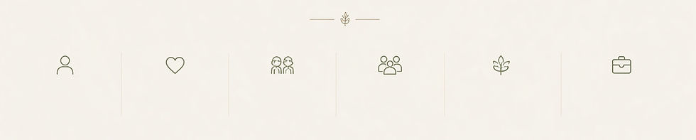 Counseling service icons for individuals, couples and families
