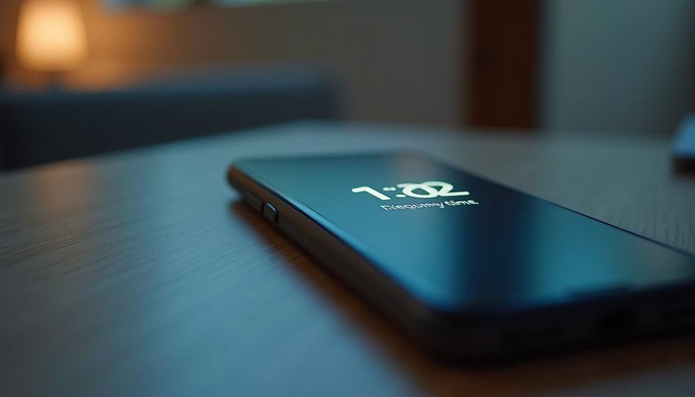 High angle view of a smartphone with a timer app running on the screen
